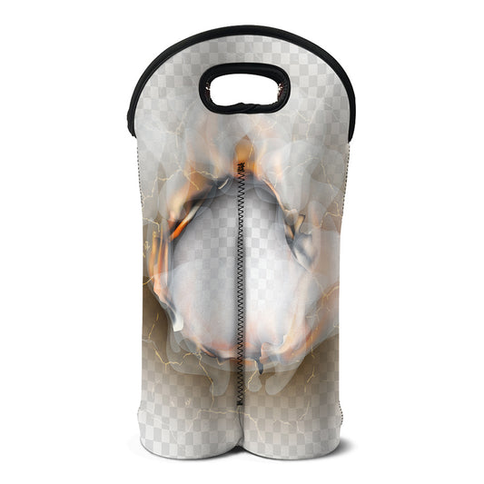 Burning Hole Print Double Neoprene Wine Tote