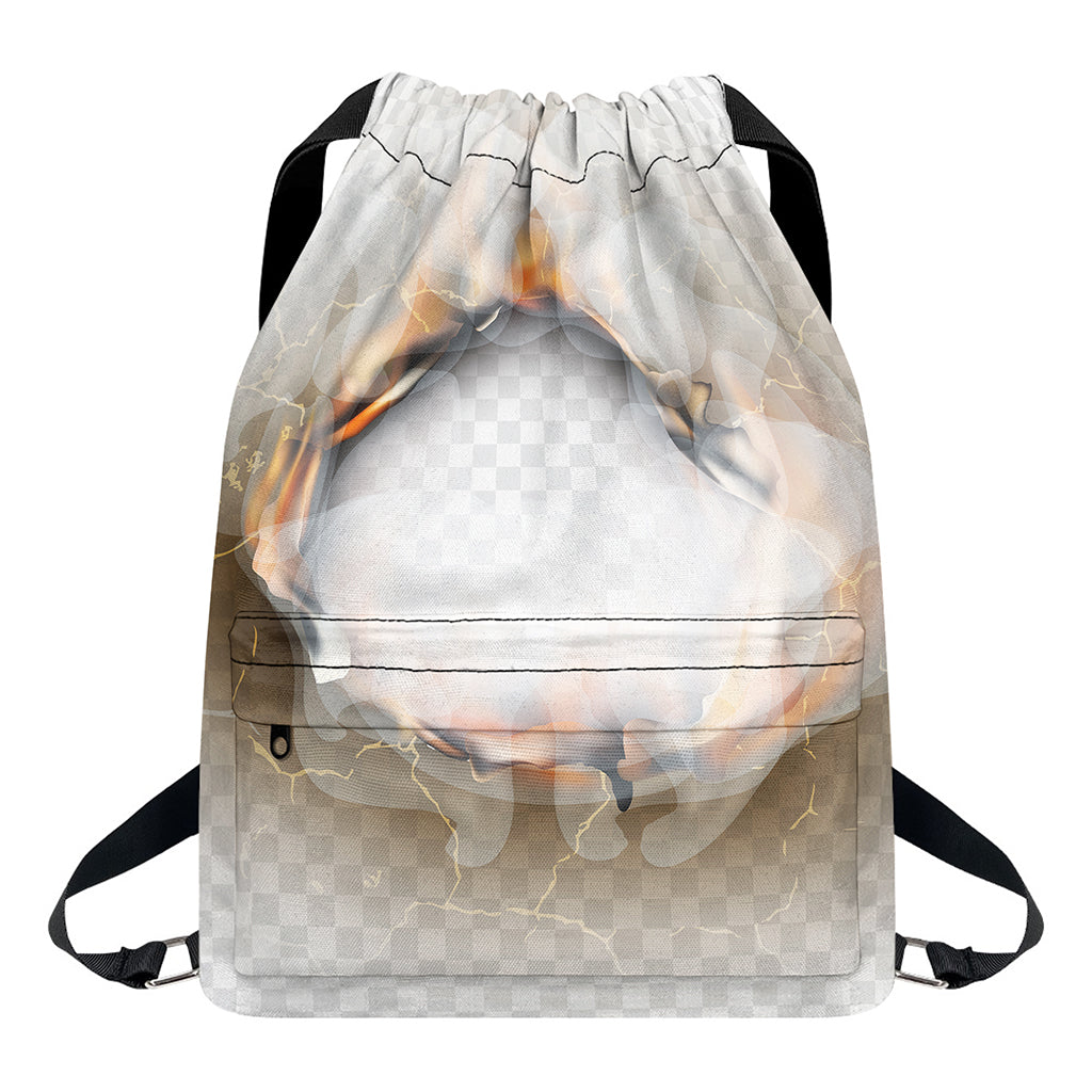 Burning Hole Print Drawstring Backpack