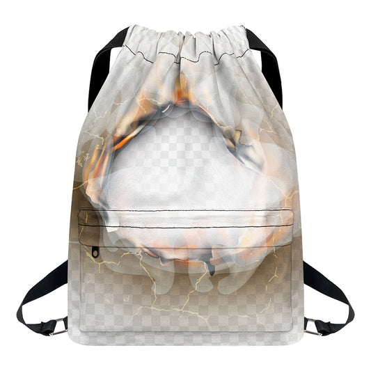 Burning Hole Print Drawstring Backpack