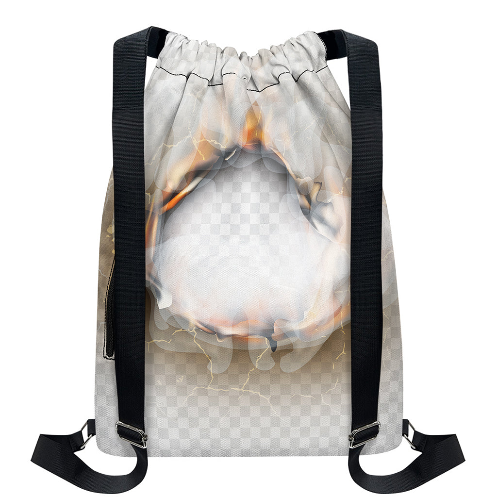 Burning Hole Print Drawstring Backpack