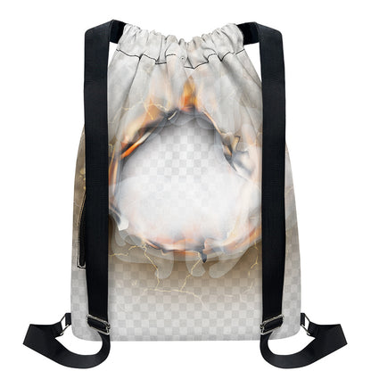 Burning Hole Print Drawstring Backpack