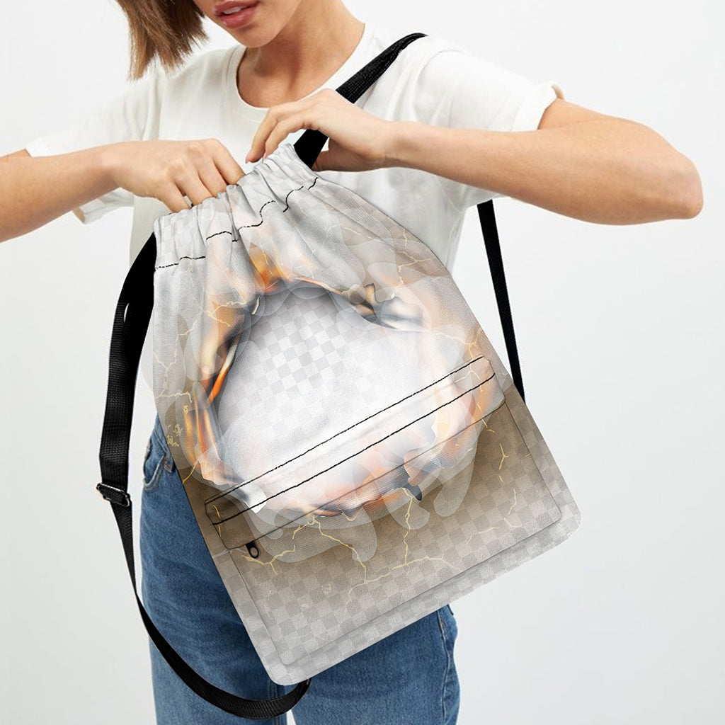 Burning Hole Print Drawstring Backpack