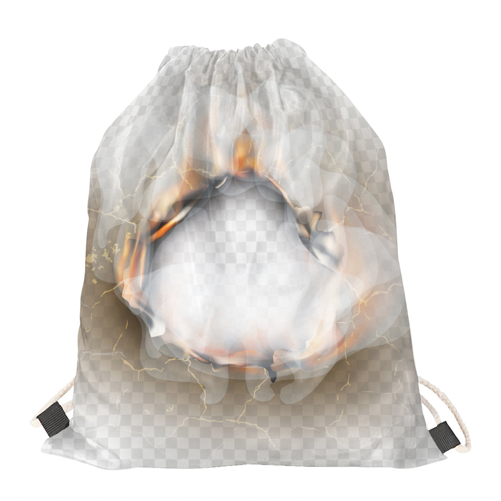 Burning Hole Print Drawstring Bag