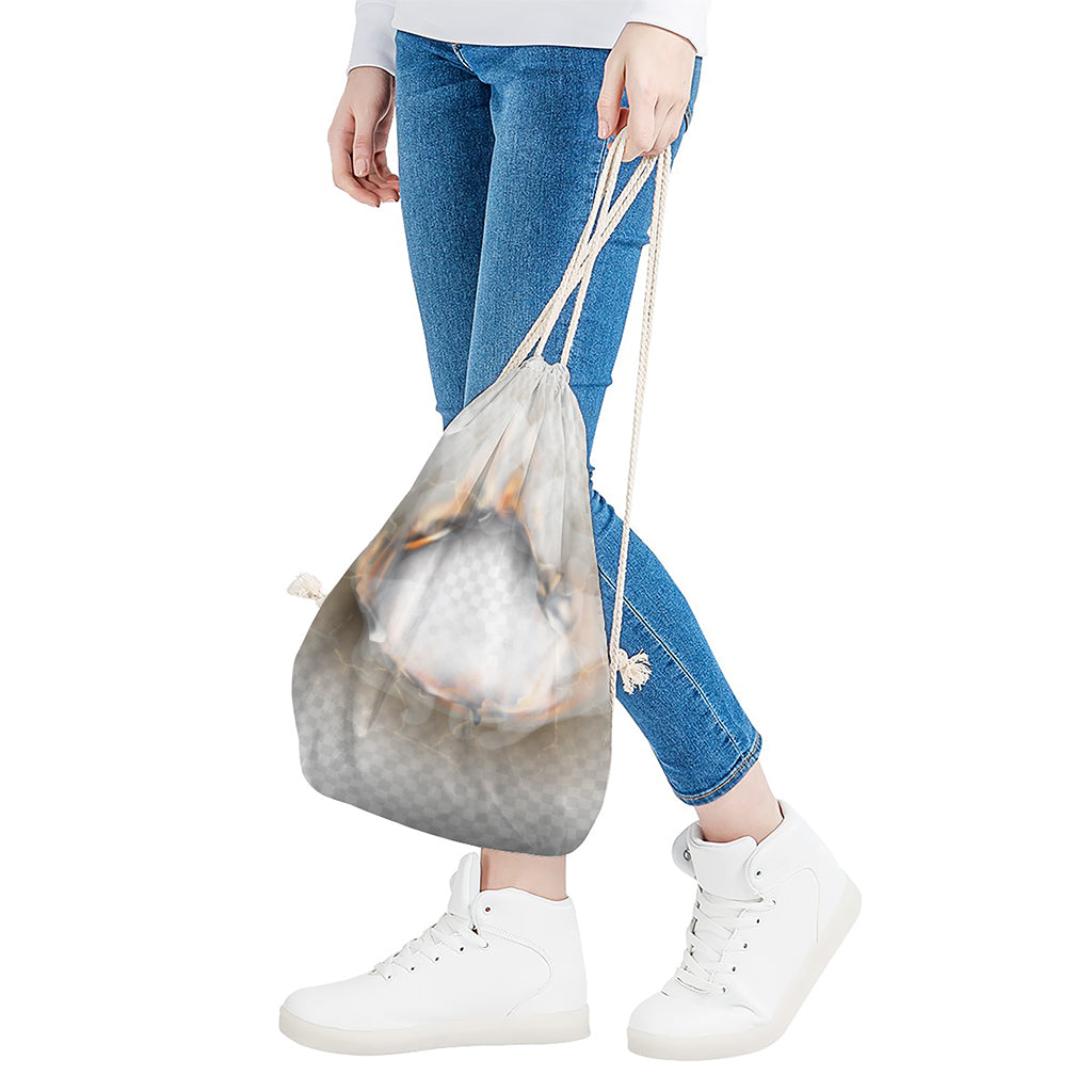 Burning Hole Print Drawstring Bag