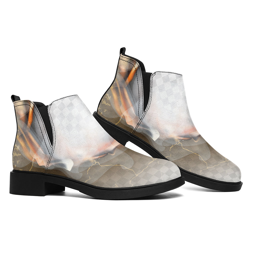 Burning Hole Print Flat Ankle Boots