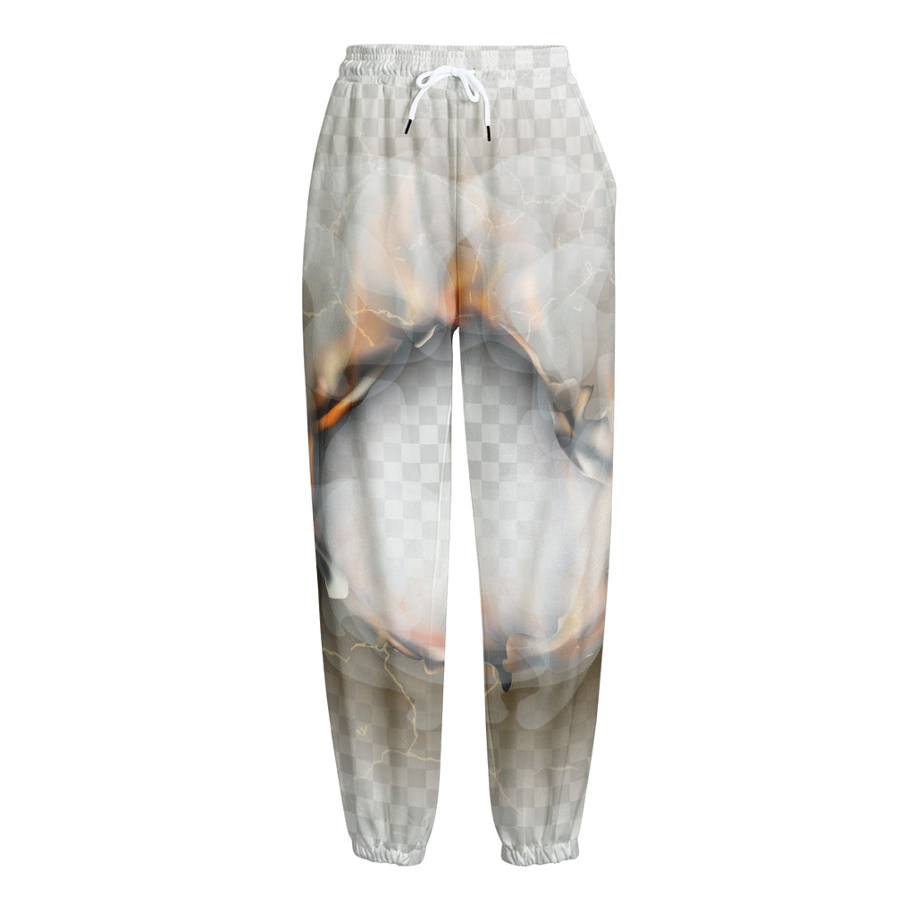 Burning Hole Print Fleece Lined Knit Pants