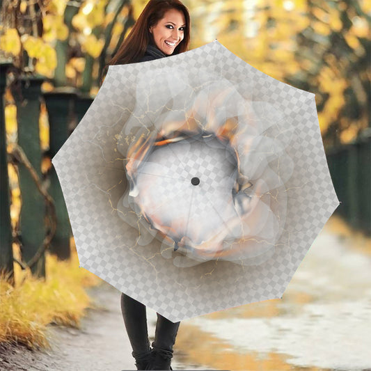 Burning Hole Print Foldable Umbrella