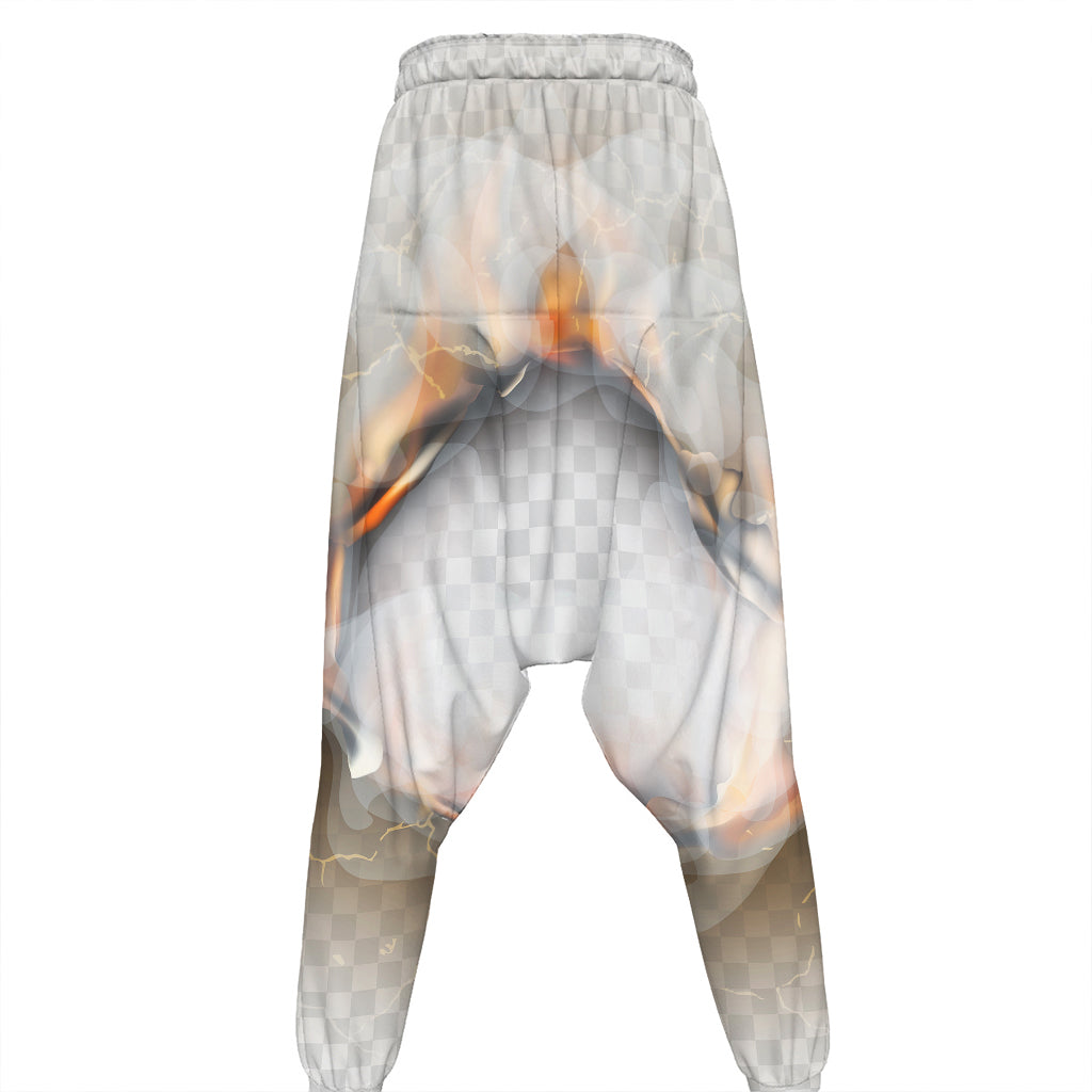 Burning Hole Print Hammer Pants