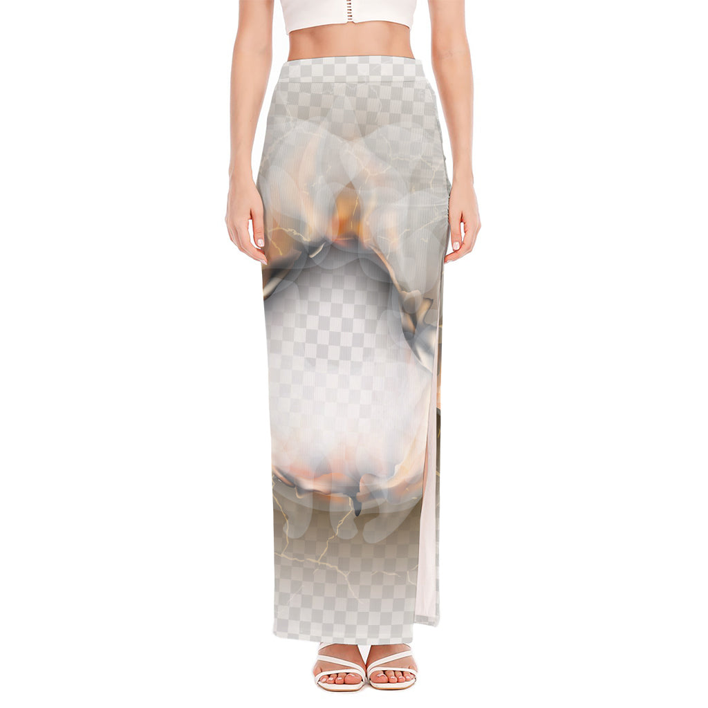 Burning Hole Print High Slit Maxi Skirt