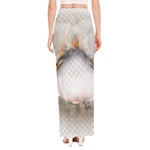 Burning Hole Print High Slit Maxi Skirt