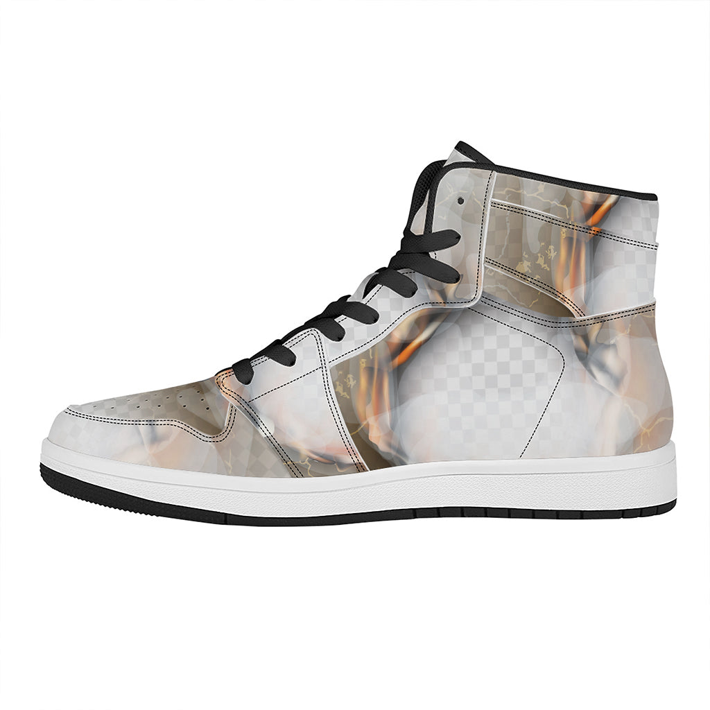 Burning Hole Print High Top Leather Sneakers