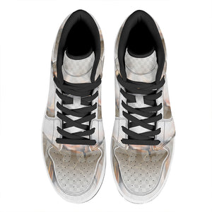 Burning Hole Print High Top Leather Sneakers