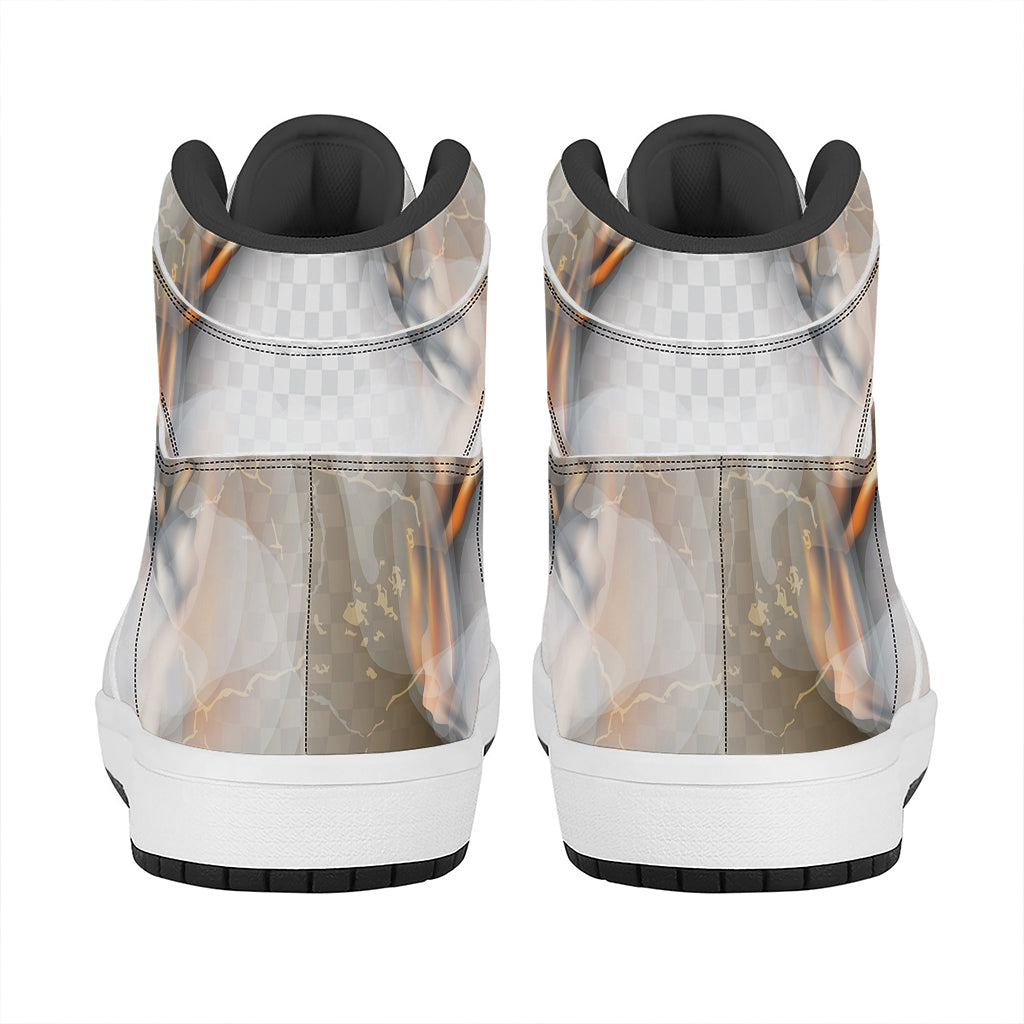 Burning Hole Print High Top Leather Sneakers