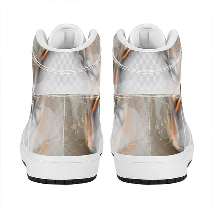 Burning Hole Print High Top Leather Sneakers