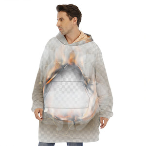 Burning Hole Print Hoodie Blanket