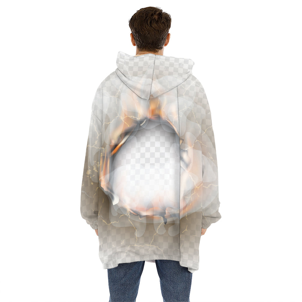 Burning Hole Print Hoodie Blanket