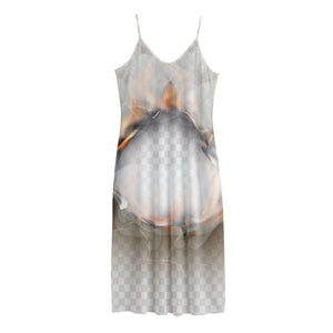 Burning Hole Print Jersey Midi Cami Dress