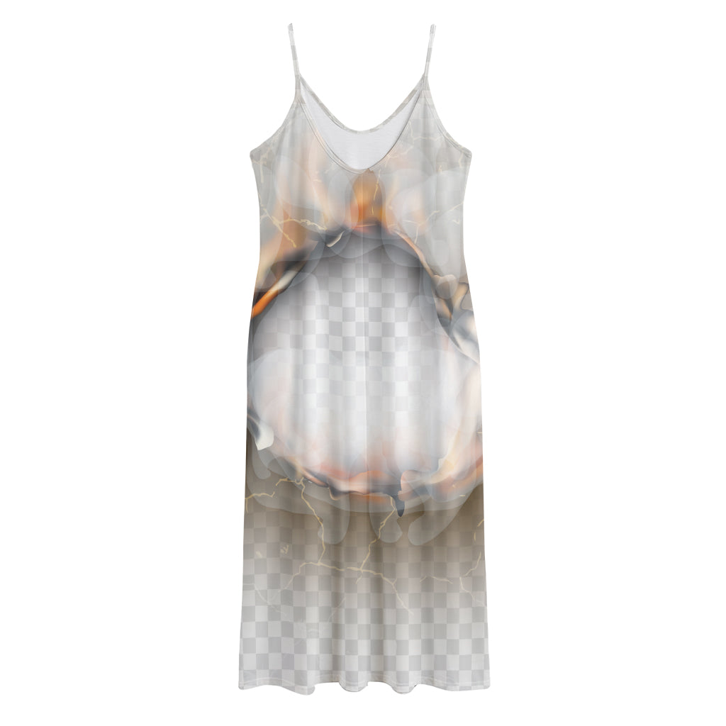 Burning Hole Print Jersey Midi Cami Dress