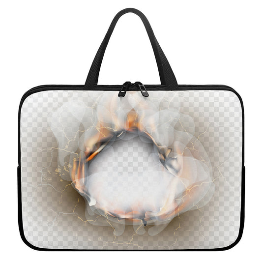 Burning Hole Print Laptop Sleeve With Handle