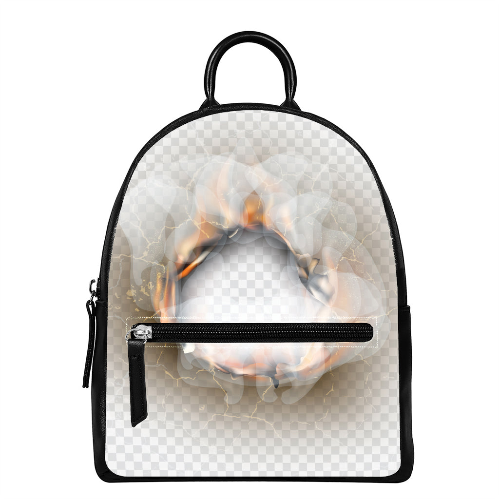 Burning Hole Print Leather Backpack