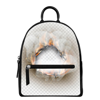 Burning Hole Print Leather Backpack