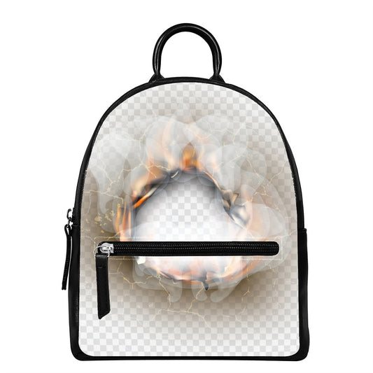 Burning Hole Print Leather Backpack