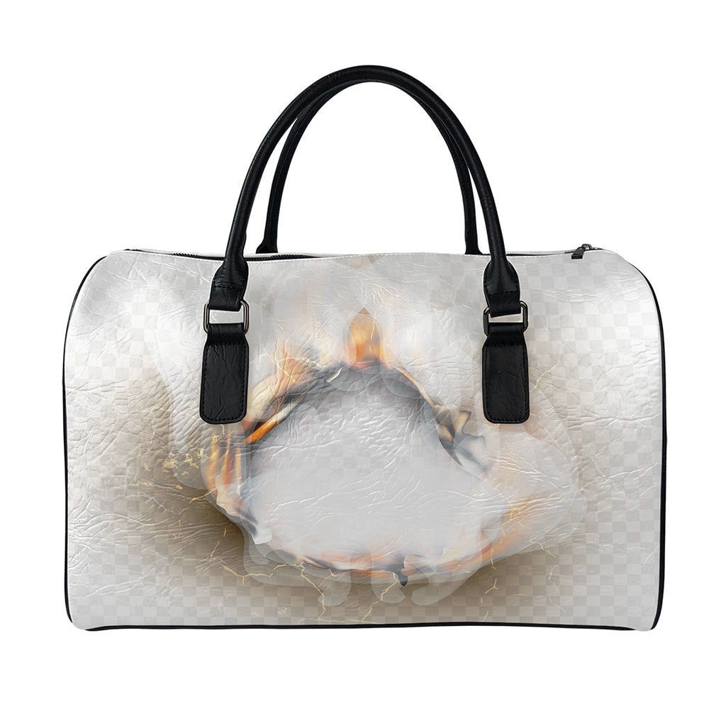 Burning Hole Print Leather Duffle Bag