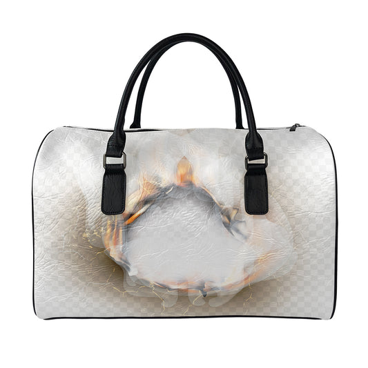 Burning Hole Print Leather Duffle Bag