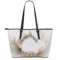 Burning Hole Print Leather Tote Bag With Zipper