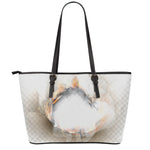 Burning Hole Print Leather Tote Bag