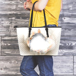 Burning Hole Print Leather Tote Bag