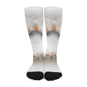 Burning Hole Print Long Socks