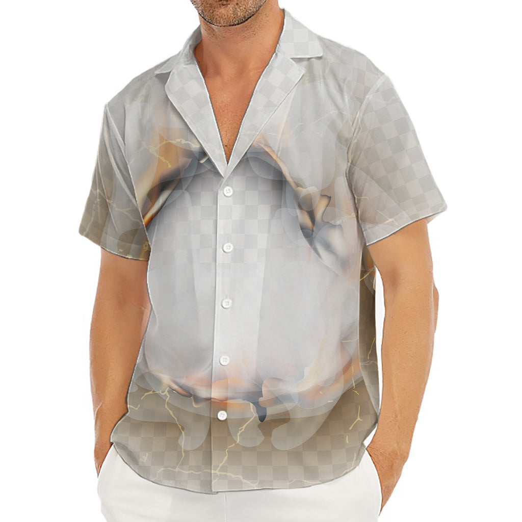 Burning Hole Print Men's Deep V-Neck Shirt