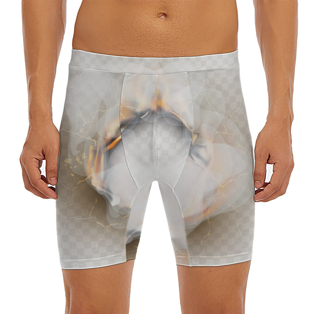 Burning Hole Print Men's Long Boxer Briefs