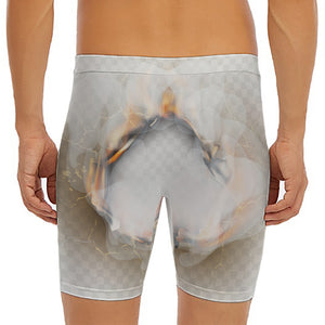 Burning Hole Print Men's Long Boxer Briefs