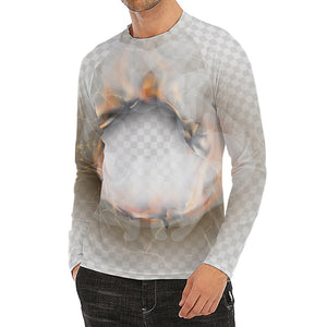 Burning Hole Print Men's Long Sleeve Rash Guard