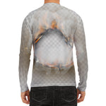 Burning Hole Print Men's Long Sleeve Rash Guard