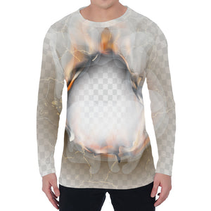 Burning Hole Print Men's Long Sleeve T-Shirt