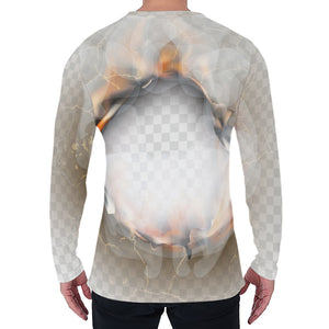 Burning Hole Print Men's Long Sleeve T-Shirt