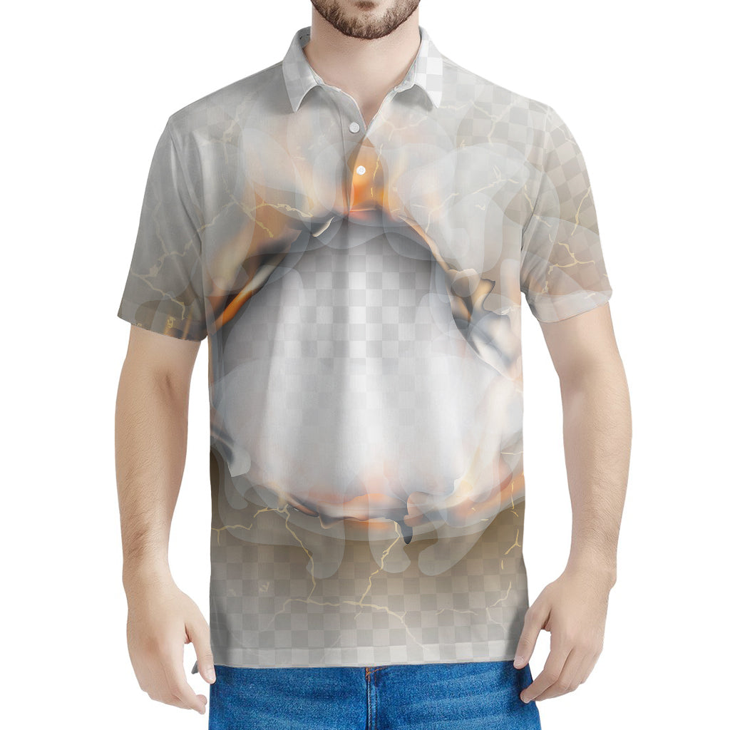 Burning Hole Print Men's Polo Shirt