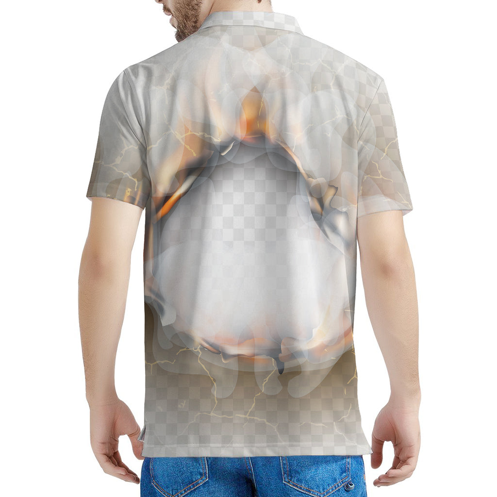 Burning Hole Print Men's Polo Shirt