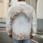 Burning Hole Print Men's Shirt Jacket