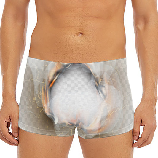 Burning Hole Print Men's Short Boxer Briefs