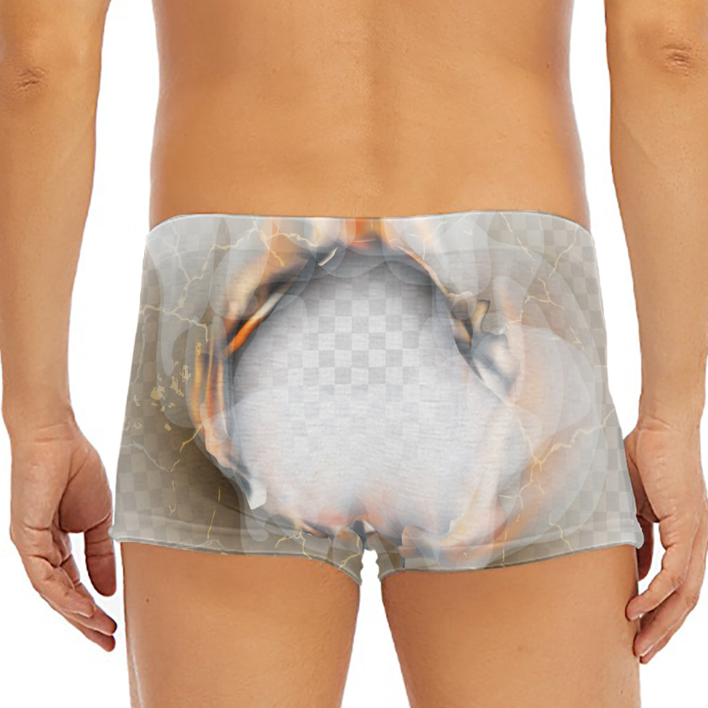 Burning Hole Print Men's Short Boxer Briefs