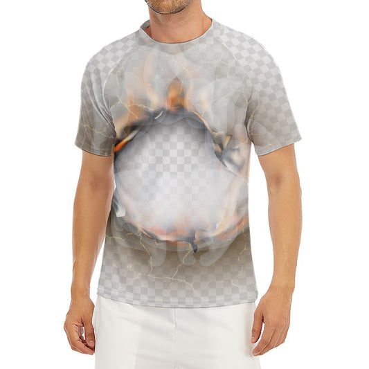 Burning Hole Print Men's Short Sleeve Rash Guard