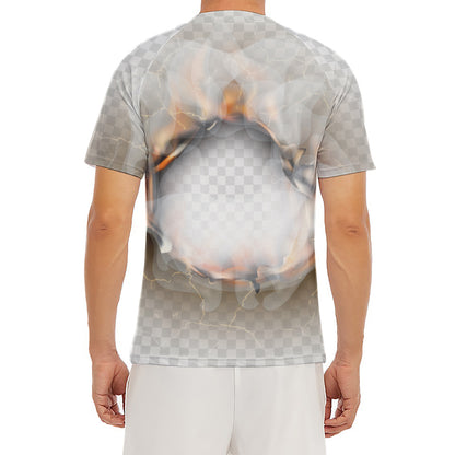 Burning Hole Print Men's Short Sleeve Rash Guard