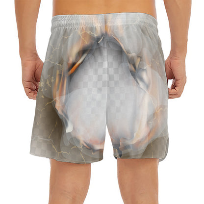 Burning Hole Print Men's Split Running Shorts
