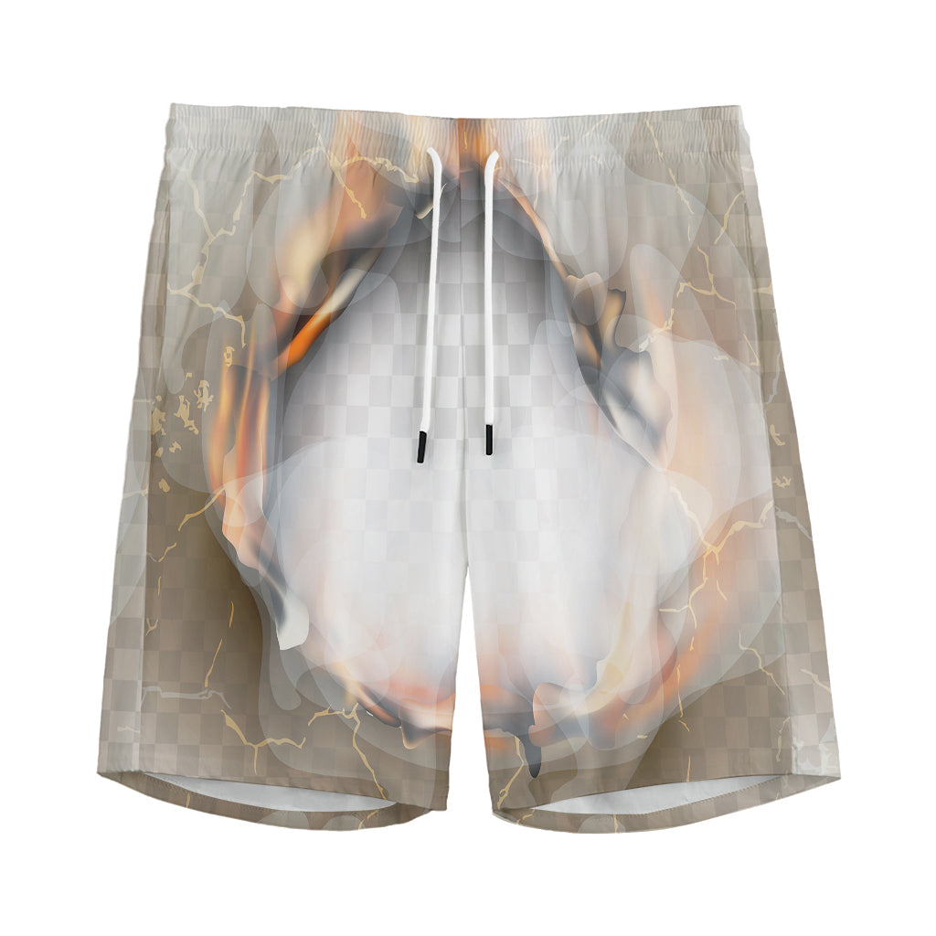 Burning Hole Print Men's Sports Shorts