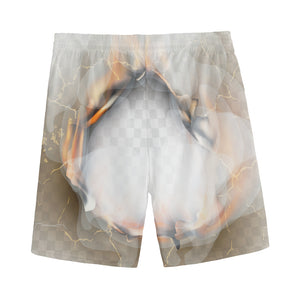 Burning Hole Print Men's Sports Shorts