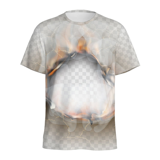 Burning Hole Print Men's Sports T-Shirt